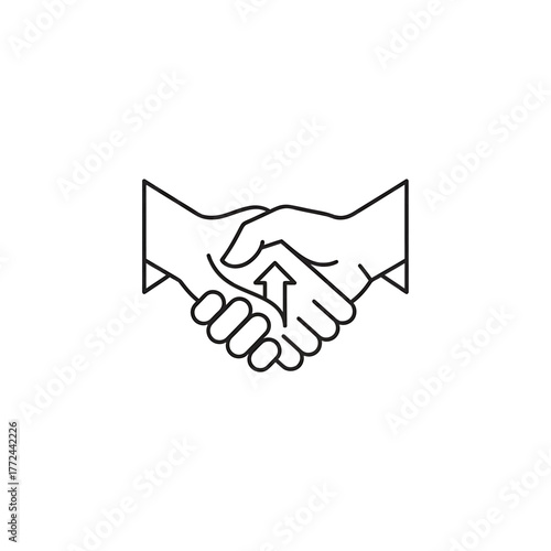 Upward trajectory handshake depicting progress