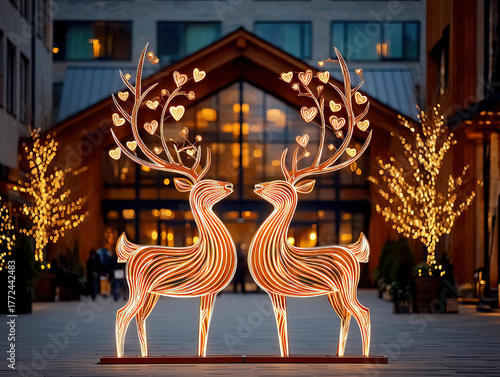 a glowing Christmas signage