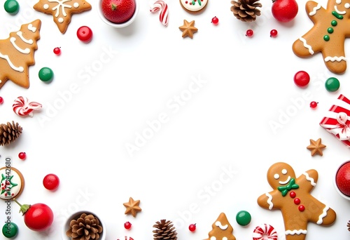 christmas frame with gingerbread cookies