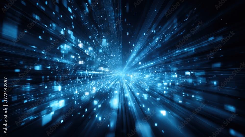 Naklejka premium Dynamic Blue Abstract Background with Light Effects and Movement