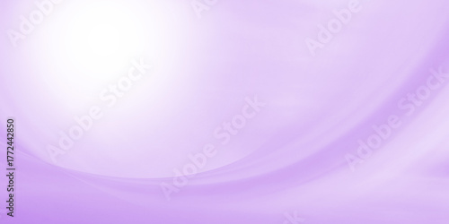 Abstract background smooth gradient wash light purple. Color soft and pastel, transitioning from bright white light source upper-left corner frame. Flowing curves and swirls sense movement