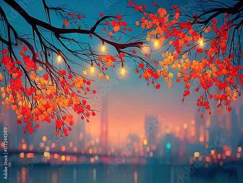 blurred Christmas lights in...