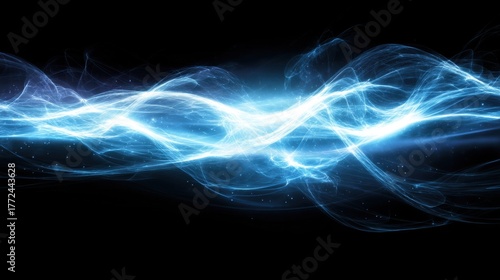 Ethereal Electric Blue Light Waves Abstract Background Design
