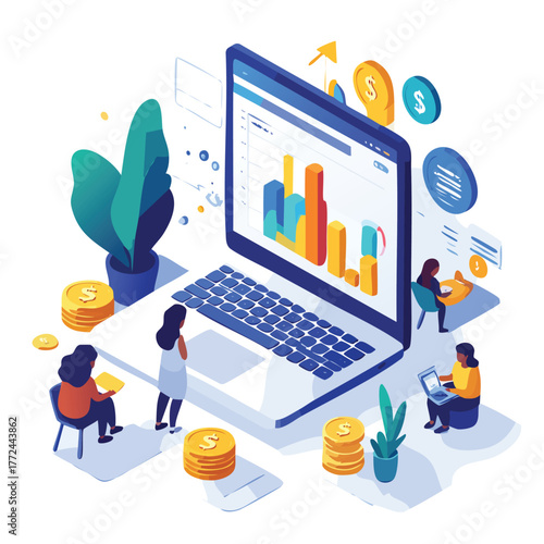Financial Growth Analytics Vector Illustration