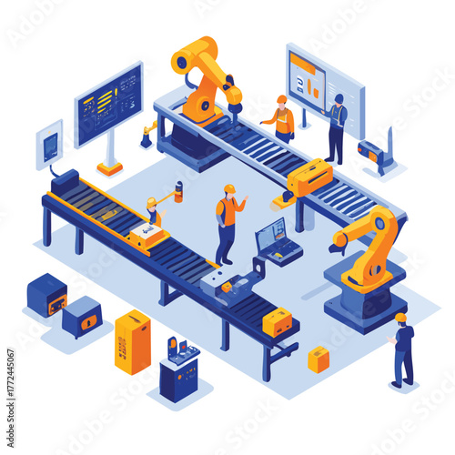 Smart Factory Automation Vector Illustration