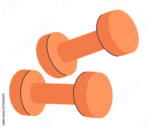 Pair of Dumbbells for Gym in Cartoon Doodle Style.