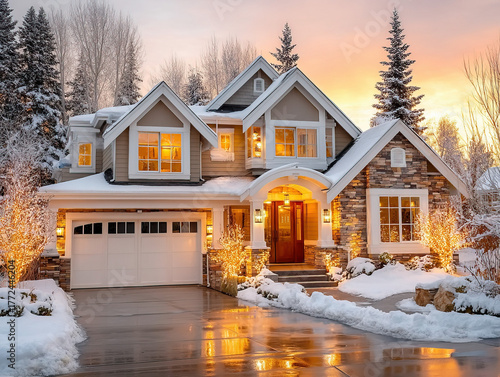 house with Christmas lights...