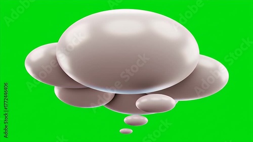 Glossy Thought Bubble Icon On Green Screen Background Perfect For Communication Concepts And Ideas