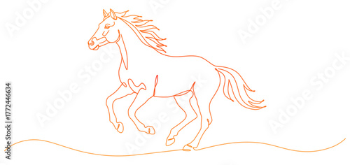 Dynamic Running Horse One Continuous Line Drawing Vector Illustration