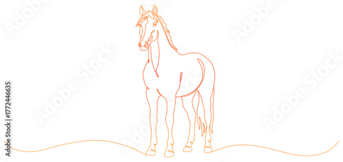 Elegant Continuous One Line Drawing of Standing Horse Vector Illustration