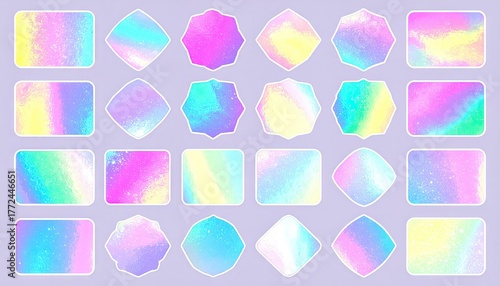 Holographic Sticker Sheet with Blank Rainbow Shapes