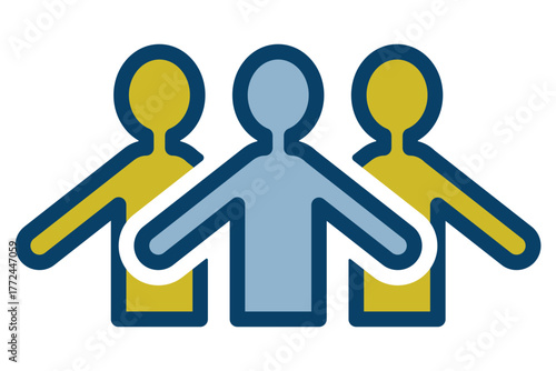 三人の上半身が並ぶ、チームワークや信頼関係を表現したベクターイラスト