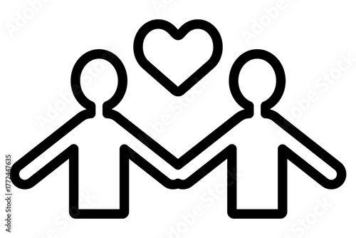 お互いに手を繋ぐ二人の上半身をモチーフにしたフラットデザインイラスト