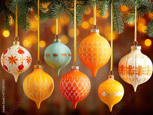 retro Christmas ornaments o...