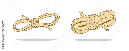 Roll of ship rope vector isolated on white background.