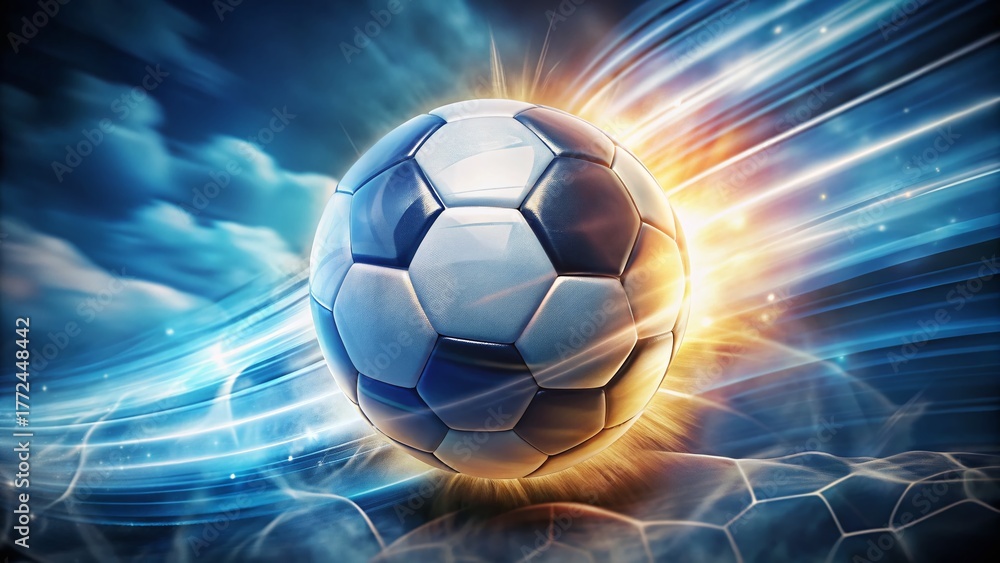 Fototapeta premium Argentina Soccer Flag Ball Double Exposure - Dramatic Action Shot