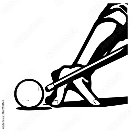 Billiards Cue Shot Close-up Vector
