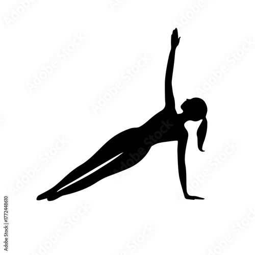 Side Plank Pose Yoga Silhouette Vector
