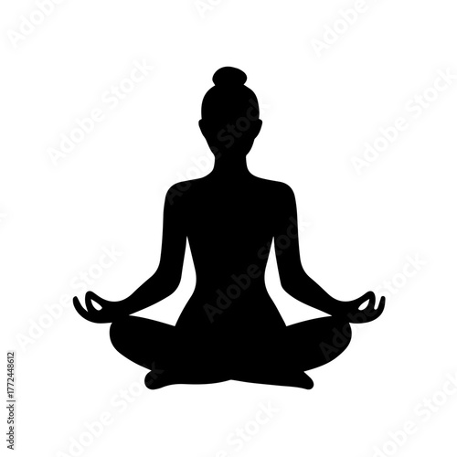 Lotus Pose Yoga Silhouette Vector

