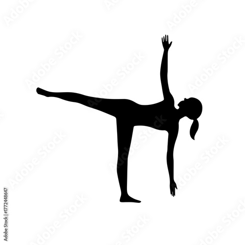 Half Moon Pose Yoga Silhouette Vector
