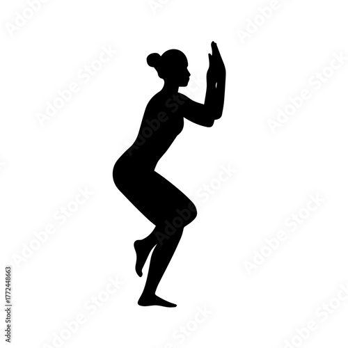Eagle Pose Yoga Silhouette Vector
