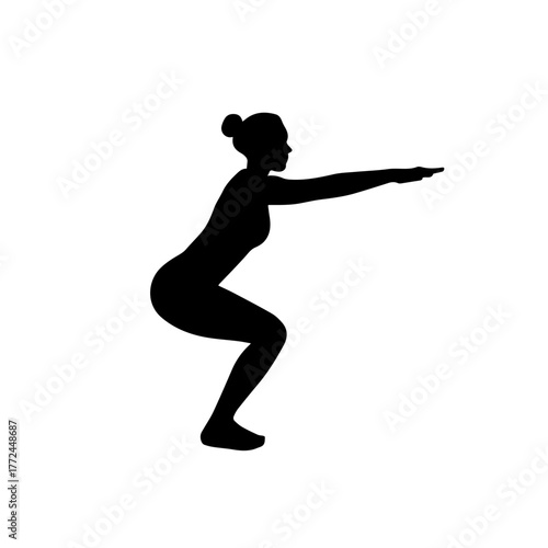 Squat Exercise Silhouette Vector

