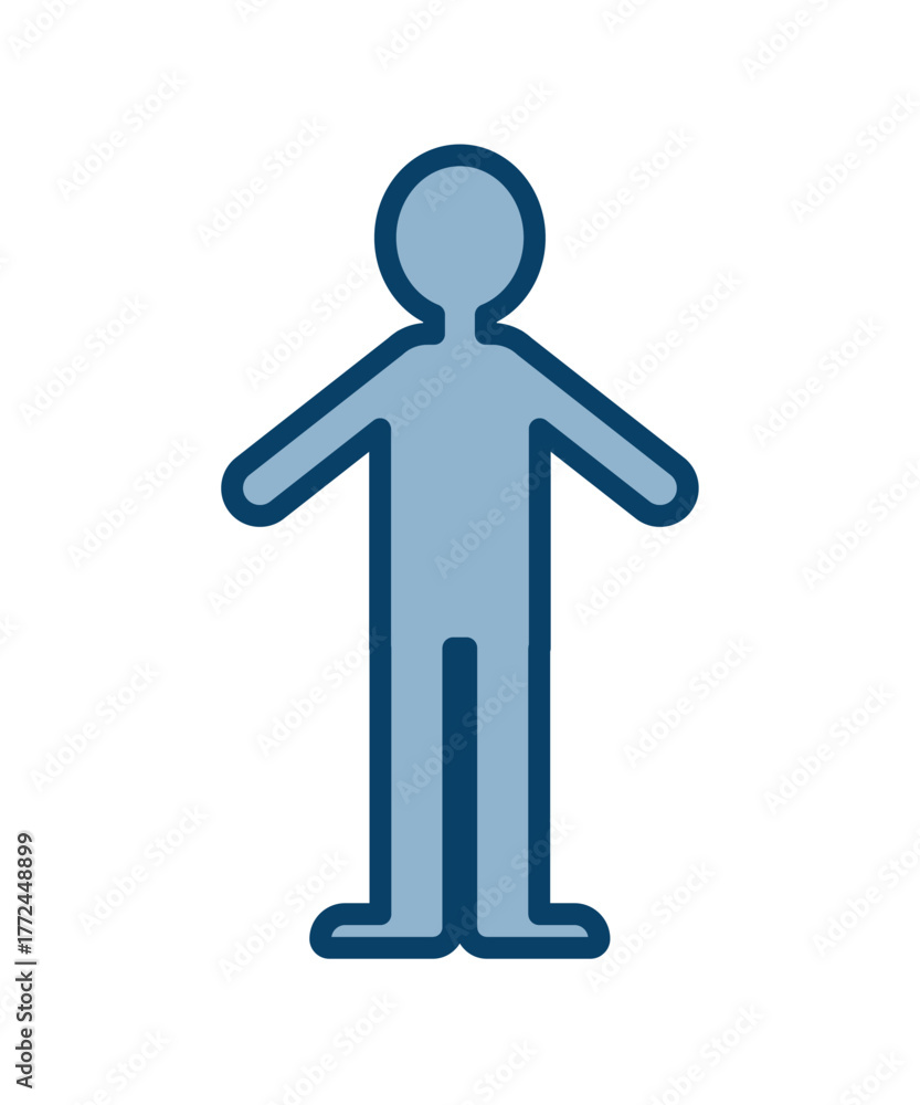 Obraz premium ミニマルな線で表現された子どもの立ちポーズイラスト素材