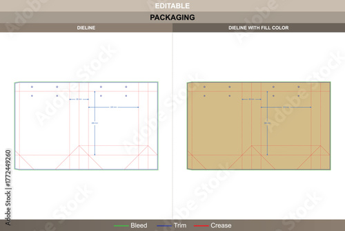 Brown paper bag dieline organized through neat vector mapping ensuring consistent printing texture and packaging firmness clear die line marks guide smooth body shaping