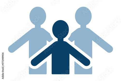 三人の人々が肩を並べる、チームや友情をイメージした上半身ベクター素材