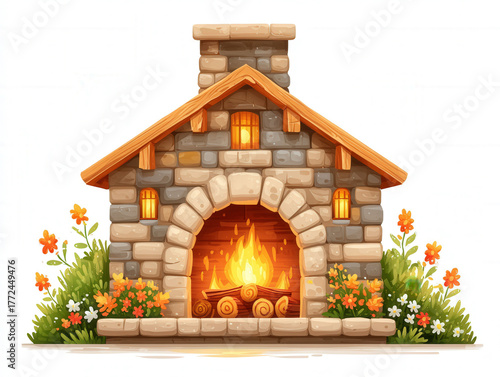 simple fireplace illustration