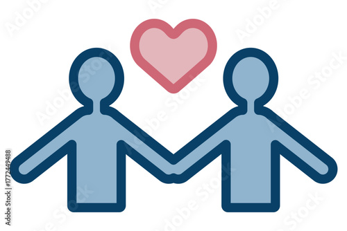 手を取り合う二人の上半身を描いたシンプルなベクターイラスト