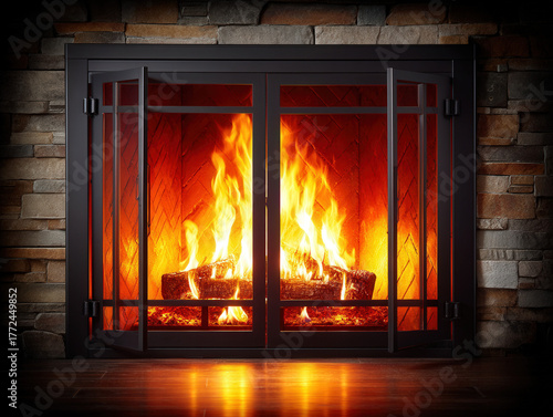 sparkling fireplace glass d...