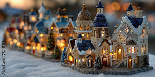 Christmas village snow scen...