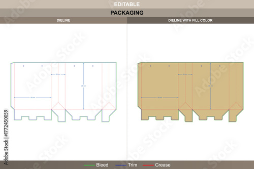 Kraft paper bag dieline built through vector precision achieving printing uniformity and packaging durability smooth die line connections hold bottom area tightly