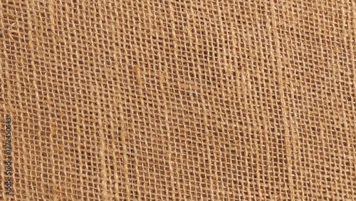 Jute pattern, rough burlap texture. Close-up of brown panorama view burlap background. 