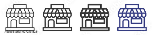 Shop Icon Set Illustration with Outline Style Variation

