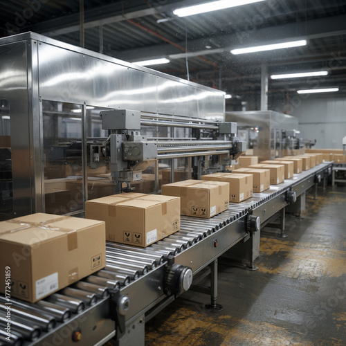 packing line in a logistics warehouse - ecommerce