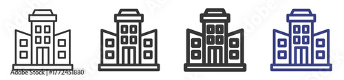 Hotel Icon Set Illustration with Outline Style Variation

