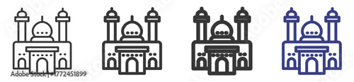Mosque Icon Set Illustration with Outline Style Variation

