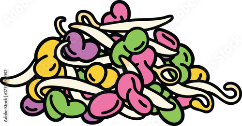 Pile of Colorful Assorted Beans and Sprouts With Yellow and Pink Hues