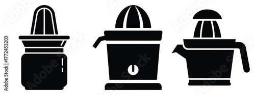 juicer minimal flat icon set, black color and white background