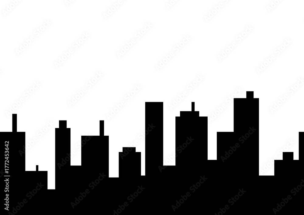 Naklejka premium 都市のスカイライン・ビル群のシルエット