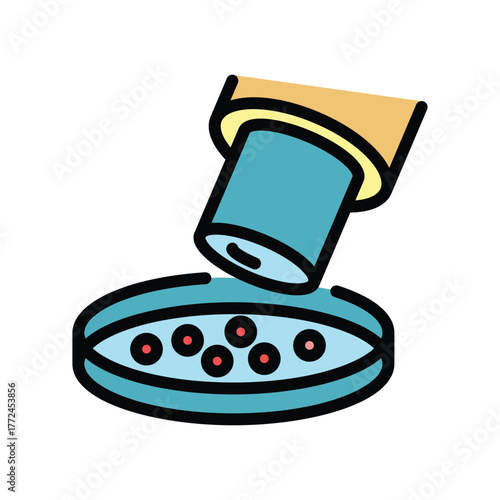 A microscope is viewing cells in a petri dish