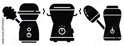 facial steamer minimal icon set, black color and white background
