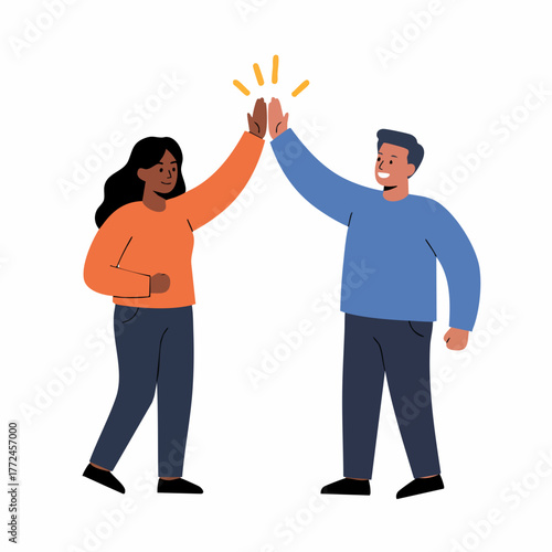 Flat Style High Five Gesture of Success and Celebration Illustration
