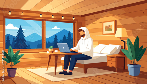 Work from anywhere Embracing the remote work lifestyle in a cozy cabin