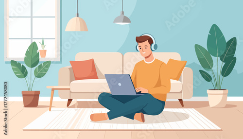 Productive home office setup a modern illustration showcasing the ultimate freedom of remote work and the ability to work from anywhere, perfect for digital nomads