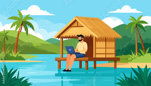 Achieve the ultimate work-life balance with remote work from anywhere, enjoying a flexible lifestyle in a serene tropical paradise