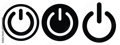 power button minimal icon set, black color and white background
