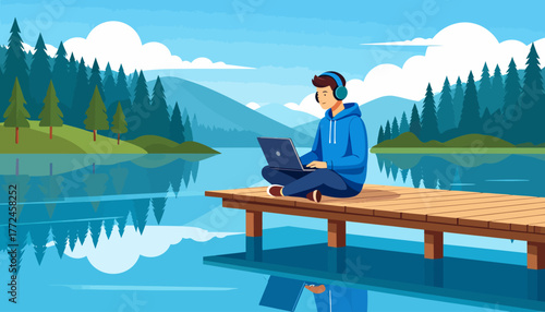 Embrace the freedom of remote work and work from anywhere, finding productivity and peace while connected to nature's tranquility and beautiful reflections